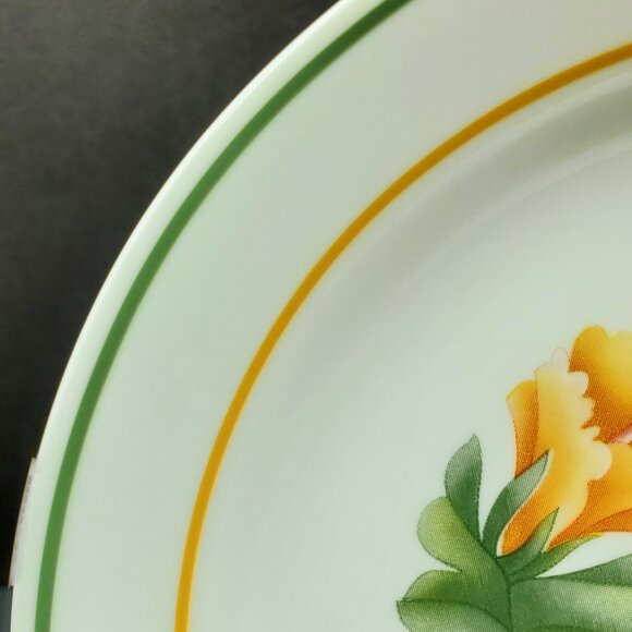 Corelle Hummingbird Salad Plates Dessert Bread Plates Green Gold Bands - Picture 4 of 6